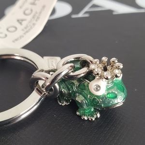 Coach Frog Prince Keychain Swarovski Crystals Porcelain Enamel Fob Collectible